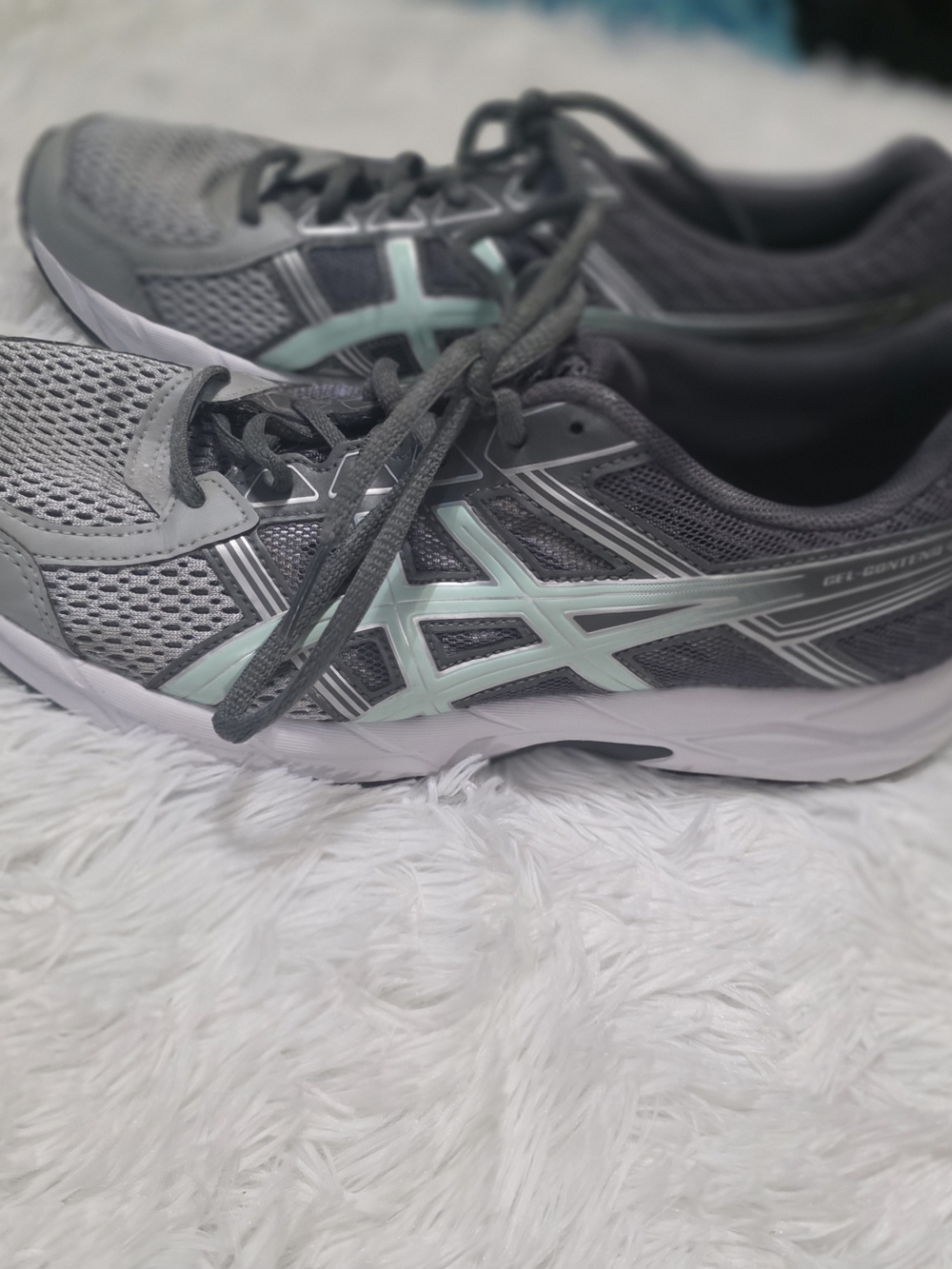 Asics Gray Running Sneakers with Mint Logo Accents ORTHOLITE .